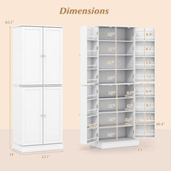Kitchen Pantry Cabinet 65.5 Inch Freestanding Tall Buffet Cupboard