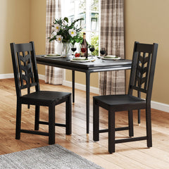 Kitchen Side Dining Chair Set of 2 with Rubber Wood Frame
