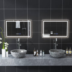 LED Bathroom Mirror Wall Mounted Rectangle Mirror with 3-Color Dimmable Lights