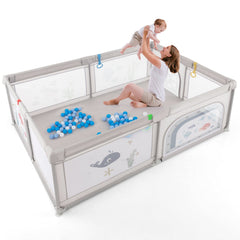 Large Baby Playpen with Pull Rings Ocean Balls and Cute Pattern