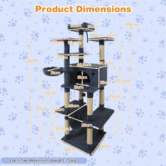 Large Cat Tree for Indoor Cats 63" Tall Cat Tower