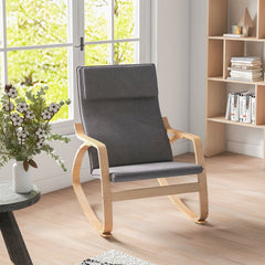 Stable Wooden Frame Leisure Rocking Chair with Removable Upholstered Cushion