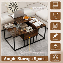 Lift Top Coffee Table Modern Center Table with Hidden Storage Compartment