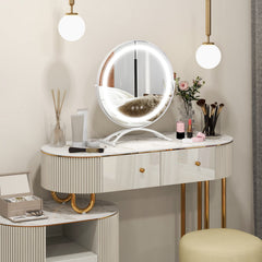 16 x 16 Inch Round LED Vanity Mirror with 3-Color Lighting and Brightness Dimming