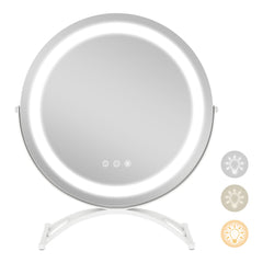 16 x 16 Inch Round LED Vanity Mirror with 3-Color Lighting and Brightness Dimming