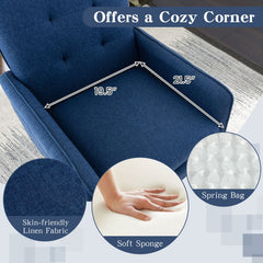 Linen Fabric Accent Chair with Removable Seat Cushion
