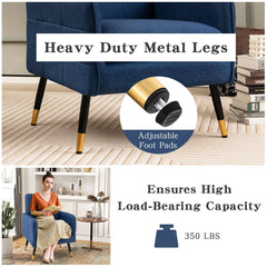 Linen Fabric Accent Chair with Removable Seat Cushion
