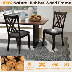 Linen Fabric Upholstered Wooden Dining Chair Set of 4 with Rubber Wood Frame for Dining Room