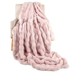Luxury Fuzzy Plush Rabbit Fur Bubble Blanket for Armchair
