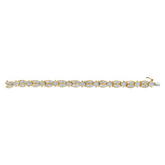 14K Yellow Gold 8 1/5 Cttw Baguette and Princess-Cut Diamond Geometric Twist Link Bracelet (G-H Color, VS1-VS2 Clarity) - Size 7"