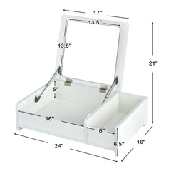 Compact Bay Window Makeup Dressing Table with Flip-Top Mirror