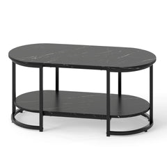 Marble Coffee Table with Open Storage Shelf