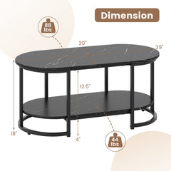 Marble Coffee Table with Open Storage Shelf