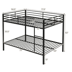 Metal Bunk Bed Full Over Full with Length Safety Guardrail-Black