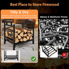 18.5 Inch Metal Firewood Rack with Dual Handles