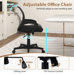 Mid-Back Mesh Office Chair Ergonomic Computer Chair with Lumbar Support-Black