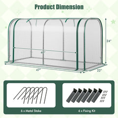 Mini Tunnel Greenhouse with Roll-up Zipper Door-White
