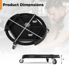 Mobile Automotive Tool Creeper with 3 Swivel Casters and 4 Compartments-Black