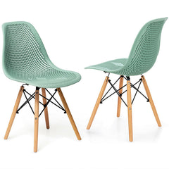Modern 3-Piece Dining Set: Round Table with Set of 2 Hollow Plastic Chairs
