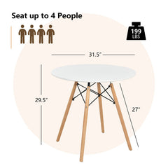 Modern 3-Piece Dining Set: Round Table with Set of 2 Hollow Plastic Chairs