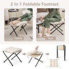 Modern Accent Sofa Chair with Folding Footrest and Side Pocket-Beige