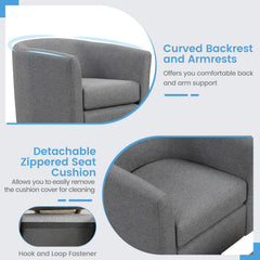 Modern Club Swivel Accent Chair with Ottoman Footrest Curved Backrest-Grey