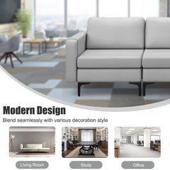3-Seat Sectional Sofa Couch with Armrest Magazine Pocket and Metal Leg