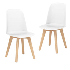 Modern Dining Chair Set of 2 with Solid Beech Wood Legs and Tilt Backrest