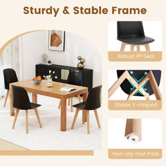 Modern Dining Chair Set of 2 with Solid Beech Wood Legs and Tilt Backrest