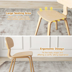 Modern Dining Chair Set of 4 with Wide Seat-Natural