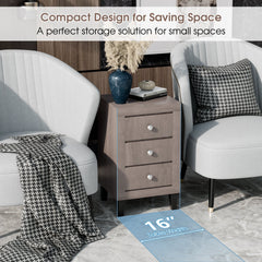 Modern Nightstand with 3 Drawers for Bedroom Living Room