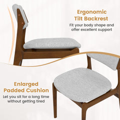 Modern Padded Dining Chairs with Rubber Wood Legs Set of 2-Brown