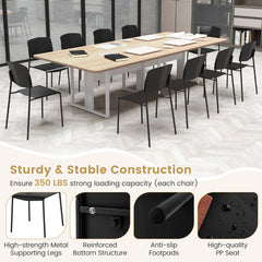 Modern Plastic Dining Chair Set of 2 with Metal Legs and Curved Back