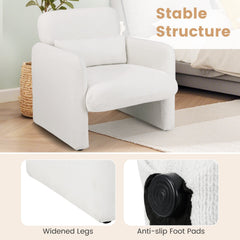 Modern Upholstered Chenille Accent Chair with Removable Lumbar Pillow-White