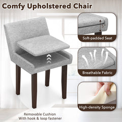 Modern Upholstered Fabric Side Leisure Chair Set of 2-Gray
