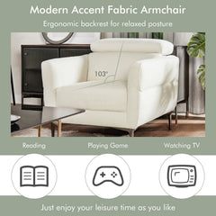 Modern Upholstered Single Sofa with Adjustable Headrest