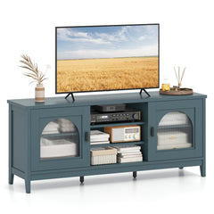 Modern Vintage TV Cabinet with Adjustable Shelves and 2 Cable Holes for TVs up to 65 Inches