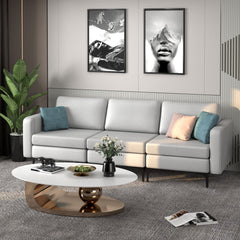 3-Seat Sectional Sofa Couch with Armrest Magazine Pocket and Metal Leg