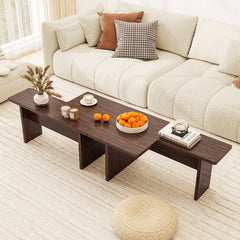 Modular Coffee Table Set of 2 L Shaped Center Tables for Small Space