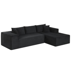 Modular Sectional Sofa Corduroy Upholstered L-shaped Sofa Couch with Deep Seats