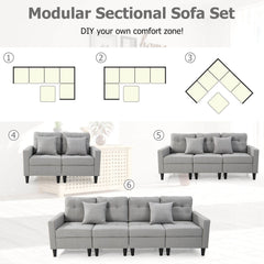 L-shaped Sectional Corner Sofa Set with Storage Ottoman