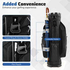 Molded Lock Top Golf Cart Bag with 14-Way Full Length Dividers and 11 Pockets