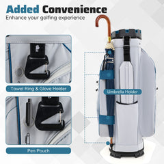Molded Lock Top Golf Cart Bag with 14-Way Full Length Dividers and 11 Pockets