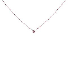 Sterling Silver Rhodolite Enamel Bead Chain Necklace 18 Inch