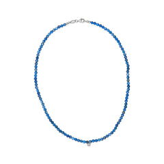 Sterling Silver Diamond Accent Blue Lapis Bead Station Necklace