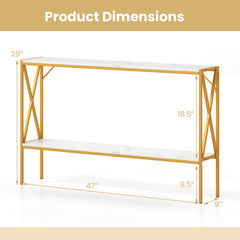 Narrow Console Table 2-Tier Entryway Table with Storage