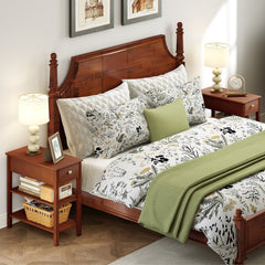 3-Tier Narrow End Table with Drawer and Storage Shelves
