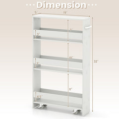 Narrow Mobile Serving Cart with Open Shelves for Kitchen Bathroom Living Room-Off White