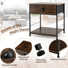 2 Tiers Nightstand with Open Storage Shelf for Living Room Bedroom
