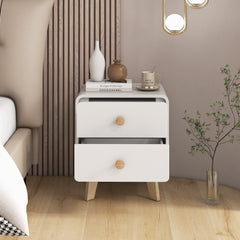 Nightstand with 2 Drawers Solid Rubber Wood Legs